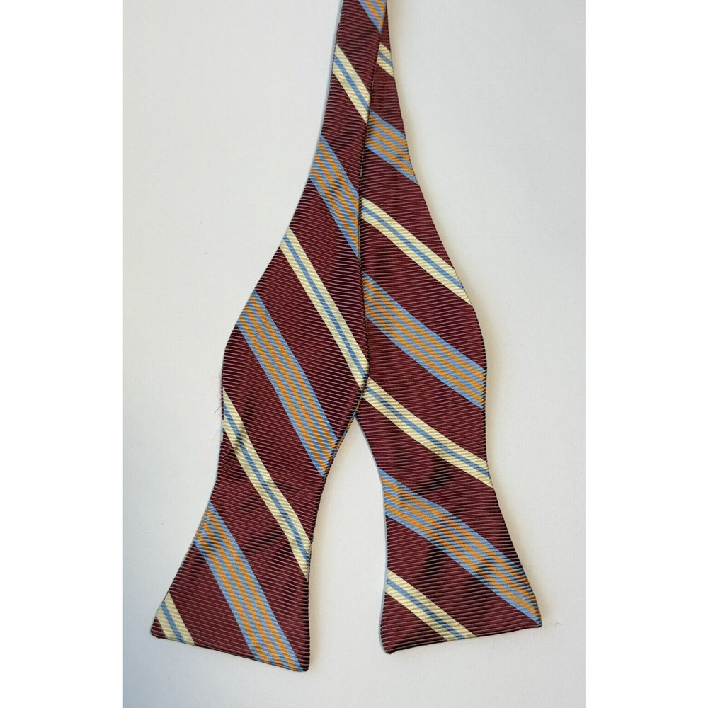 Robert Talbott Men's 100% Silk Adjustable Bow Tie Burgundy/Orange/Cream/Blue USA